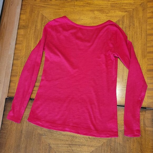 LOFT Red Long Sleeve Cotton T-Shirt - Picture 6 of 10